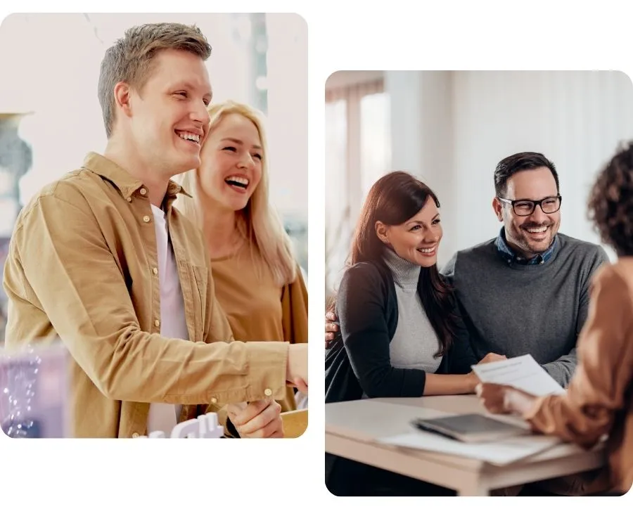 Imagem clientes felizes e sorrindo